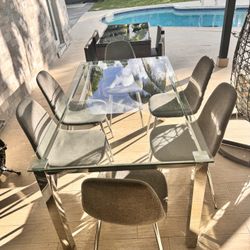 Glass Table With 6 Chairs 3ft X 5ft 