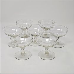 Vintage Low & Short Stem Etched Starburst Champagne Glasses