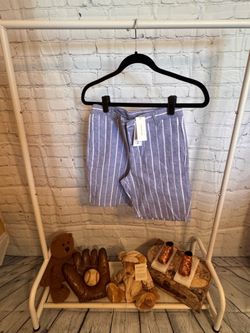 Janie and Jack Boys Blue & White Striped Linen Blend Shorts – Size 12 – NWT