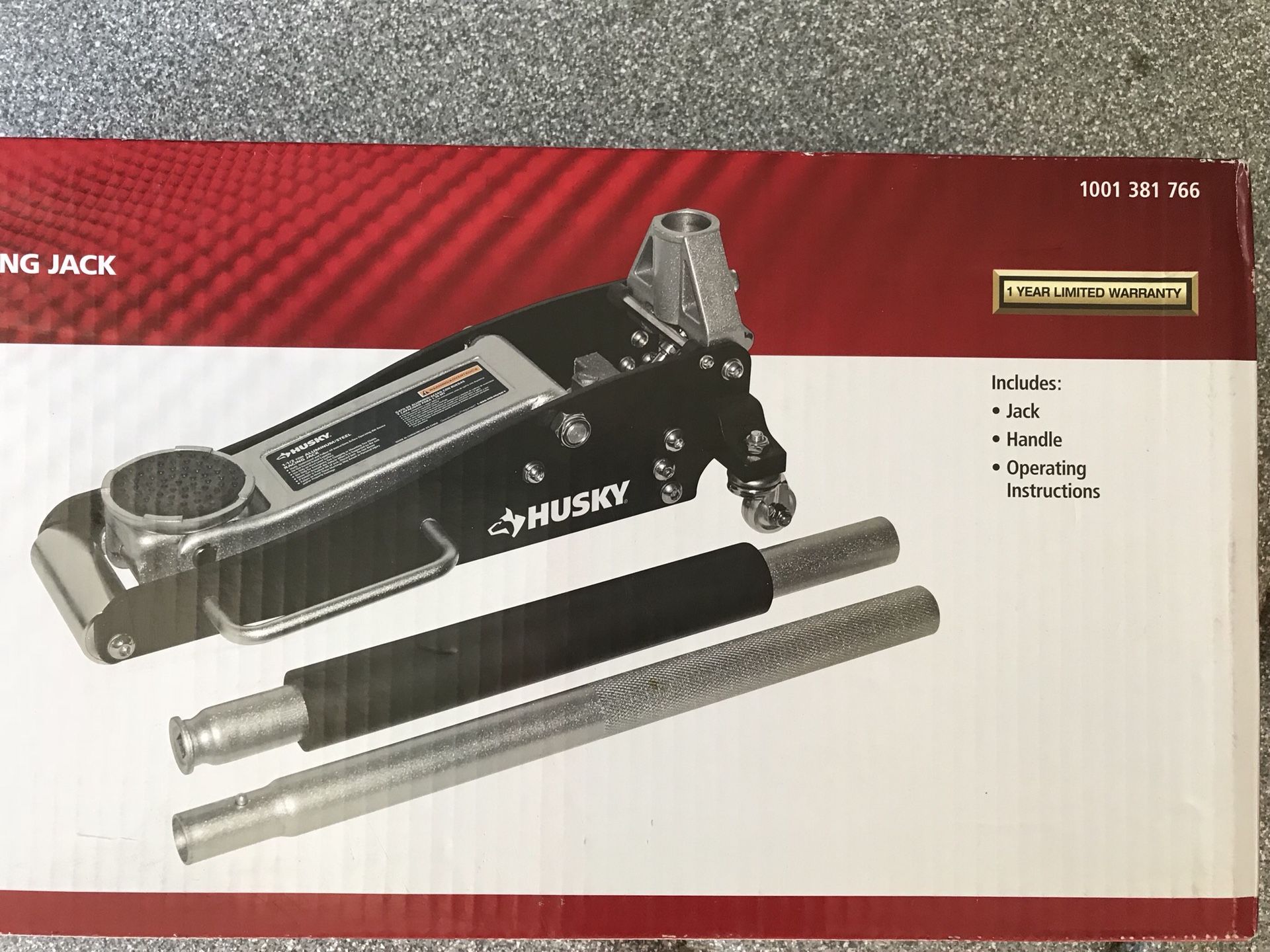 Husky Racing Floor Jack/ NIB /3000 lb. ,1 1/2 ton Aluminum/Steel low Profile