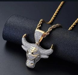 Bull Head Pendant w/Diamonds & Chain $22.00