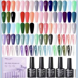 24pcs Gel Polish Set, 20 Colors UV Gel Nail Polish Red Blue Green Hema TMPTA TPO 3-free with Base Coat and Glossy Matte Cateye Top Coat, All Seasons N