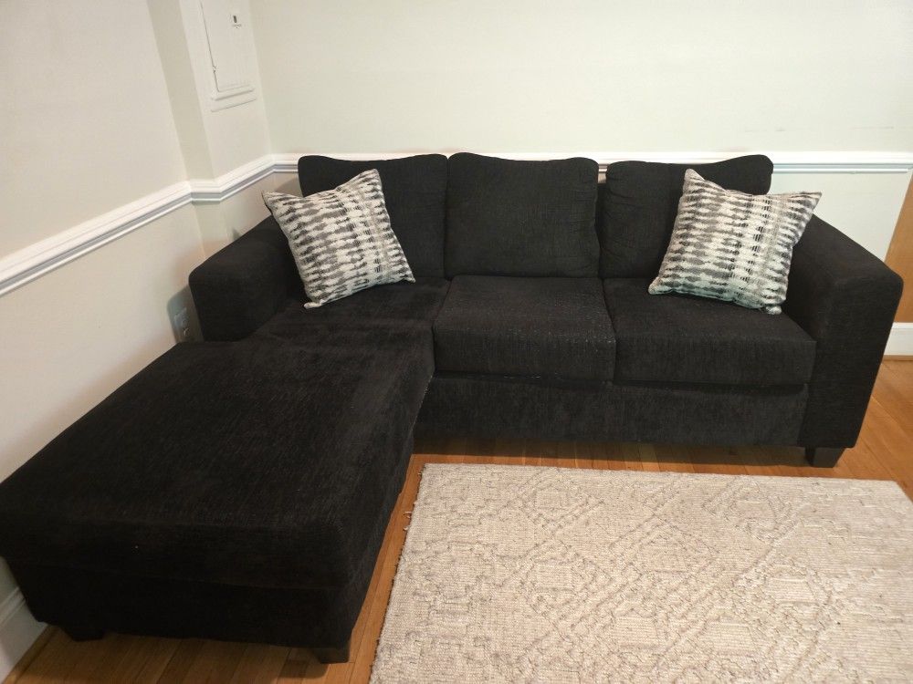 2 PC Venus Black L-shaped Sofa (Couch)