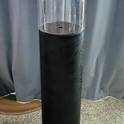 Versatile Tall Pillar Floor Hurricane Candle Holder / Plant Stand - Hammered Bronze & Glass