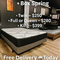 Queen Mattress • Box Spring • Bed Frame (Rails)  📦  🚚 Same Day Delivery