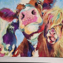 Painted Cows Wood Wall Decor
