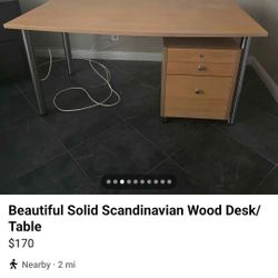 Beautiful Scandinavian Solid Wood Desk/Table/Cabinet