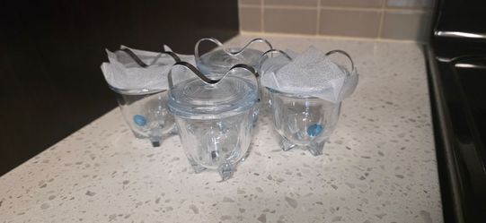 Wilhelm wagenfeld glas jenaer egg coddle cups metal handle
