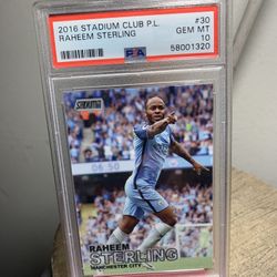 2016 Stadium Premier League Raheem Sterling Man City PSA 10 