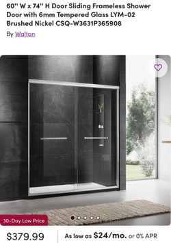 Frameless Shower Door with Tempered Glass