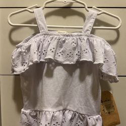 NWT White Blouse/Top With Eyelet Trim, 4T