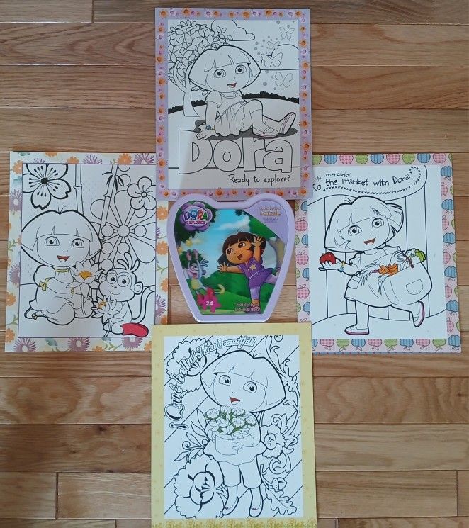 Dora The Explora  Lenticular PUZZLE ( & Coloring Cardboard Pages)
