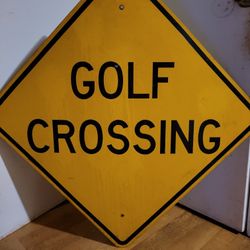 Golf Crossing Metal Sign