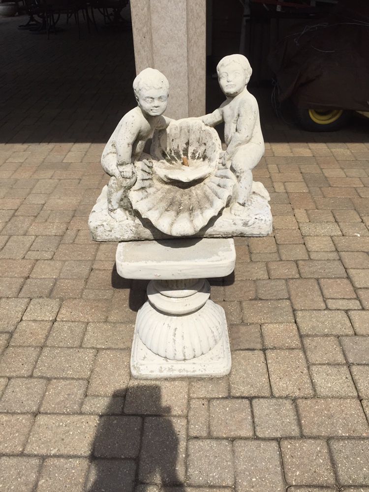 Concrete Statue On Base Or Needs A Bowl To Be A Fountain