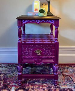 Solid Wood Whimsigoth Hand painted Nightstand