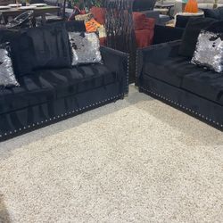 2pc Black Sofa Set