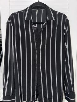 Black Button Up Striped Shirt From Korea