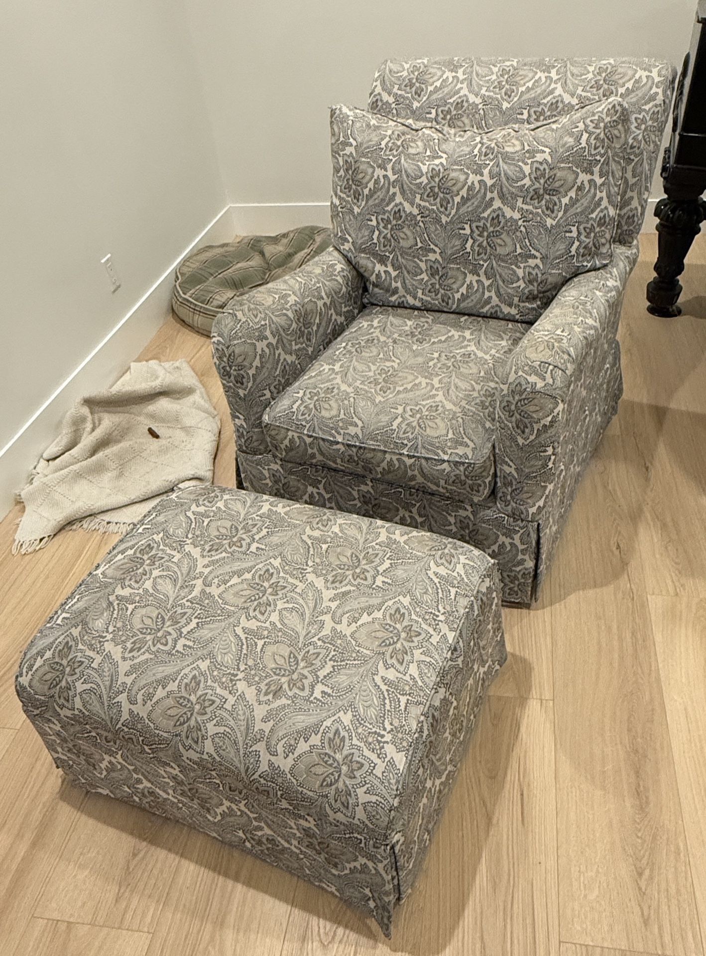 Overstuffed Chair With Ottoman