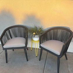 New PURPLE LEAF Patio Dining Chair 2 with Cushions Armchairs Navy Blue and Gray Aluminum Frame Rust-Proof Solid Welds, Elegant Modern Style Sleek Desi