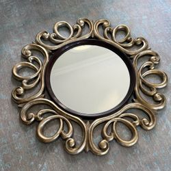 Ornate Gold Round Mirror