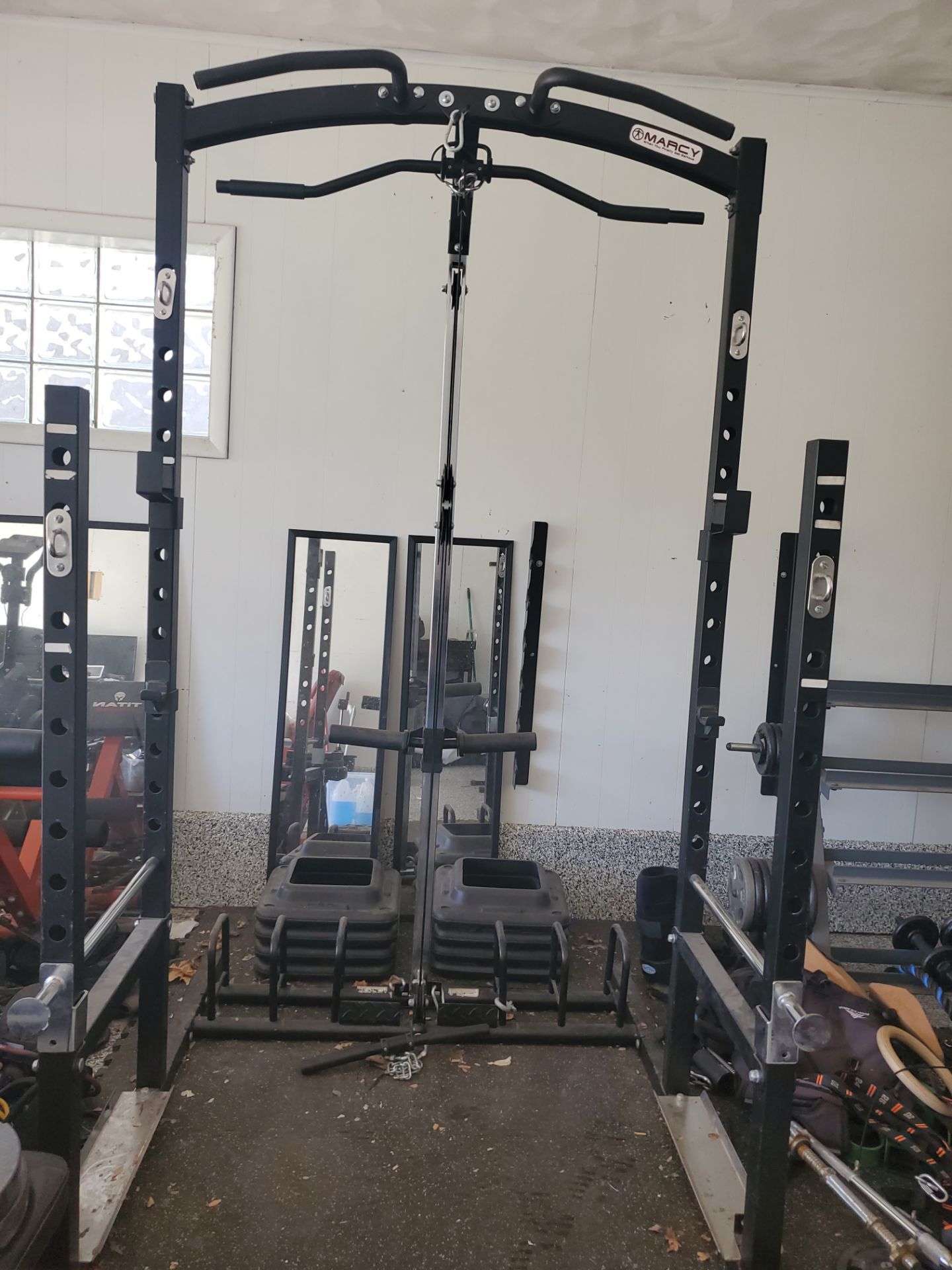 Marcy Power Rack Home Gym w/ Upper & Lower Cable System, Pull-Up Bar & Weight Storage