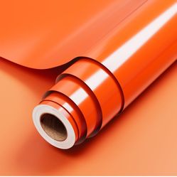 Orange Permanent Vinyl, Orange Vinyl for Cricut, 12" x 6 FT Glossy Orange Adhesive Vinyl Roll