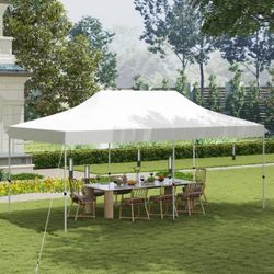 10 x 20 ft. Canopy Tent Foldable Portable Outdoor Gazebo with Carry Bag - White