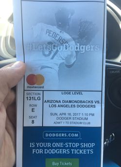 4 dodgers tickets for today game section Loge 131