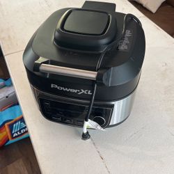 Restored PowerXL MFCAF6B Indoor Grill Air Fryer Combo Plus, Stainless Steel