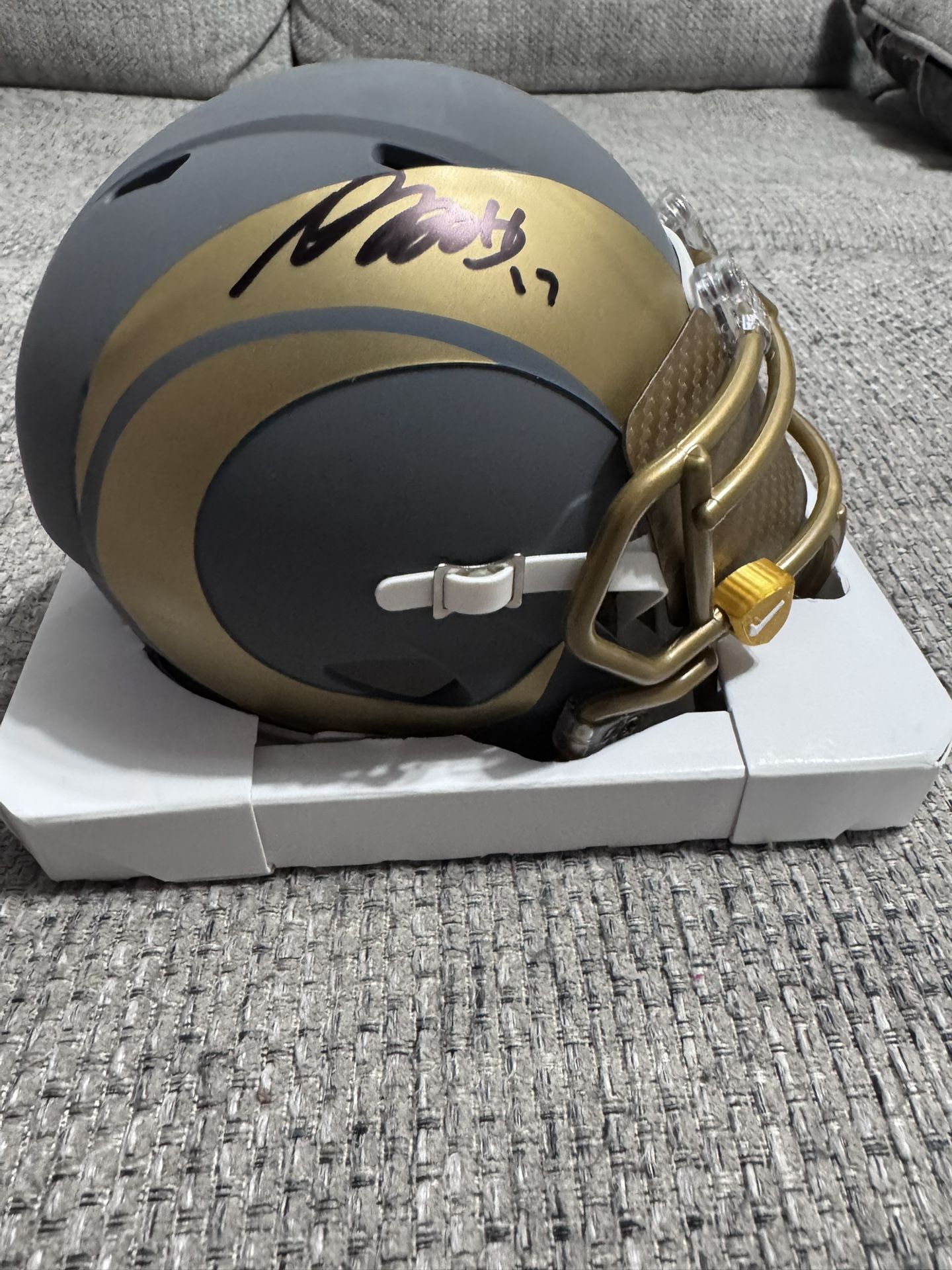 Davante Adams Signed Autographed LA Rams Slate Mini Helmet -Metabilia Coa - Rub