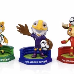 FIFA 2026 World Cup Official Licensed Mascot Figurines Set of 3 (Maple, Zayu & Clutch), Collectable Soccer Figures