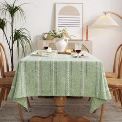 Chassic 60 x 84 inches Farmhouse Style Linen Tablecloth, Wrinkle Resistant