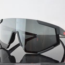 Prada Linea Ross’s Oversized Shield Sunglasses in Black