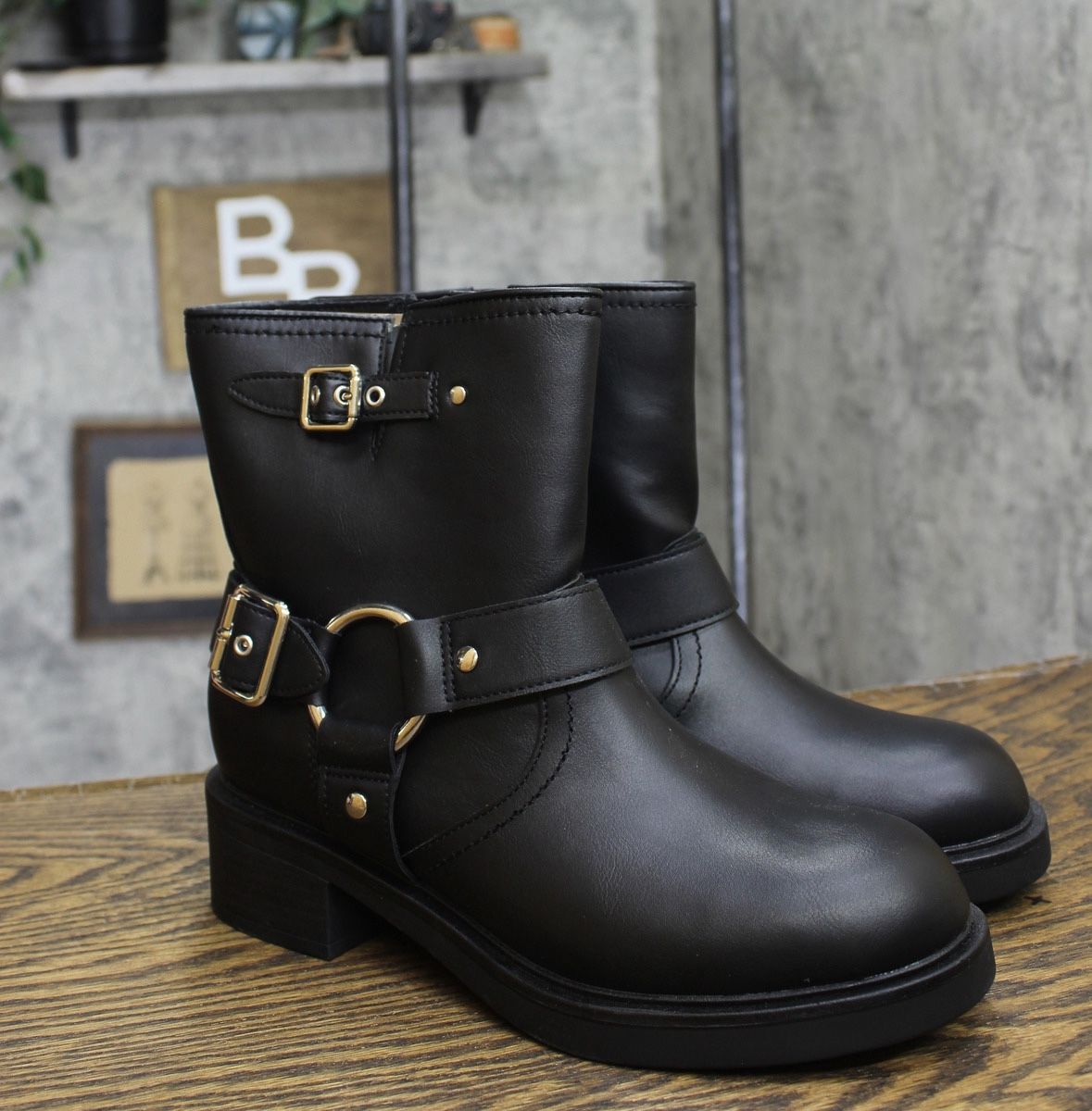 Black Leather Ankle Boots