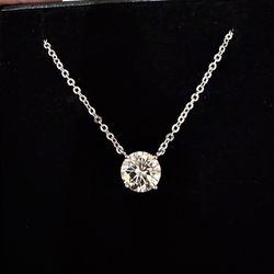 Moissanite 2 CT Solitaire Round Necklace (New)