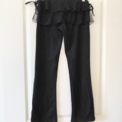 INSTANT ACTION Dance Pant-Leggings w/Ruffle-Waist Mesh Skirt and Side Ties