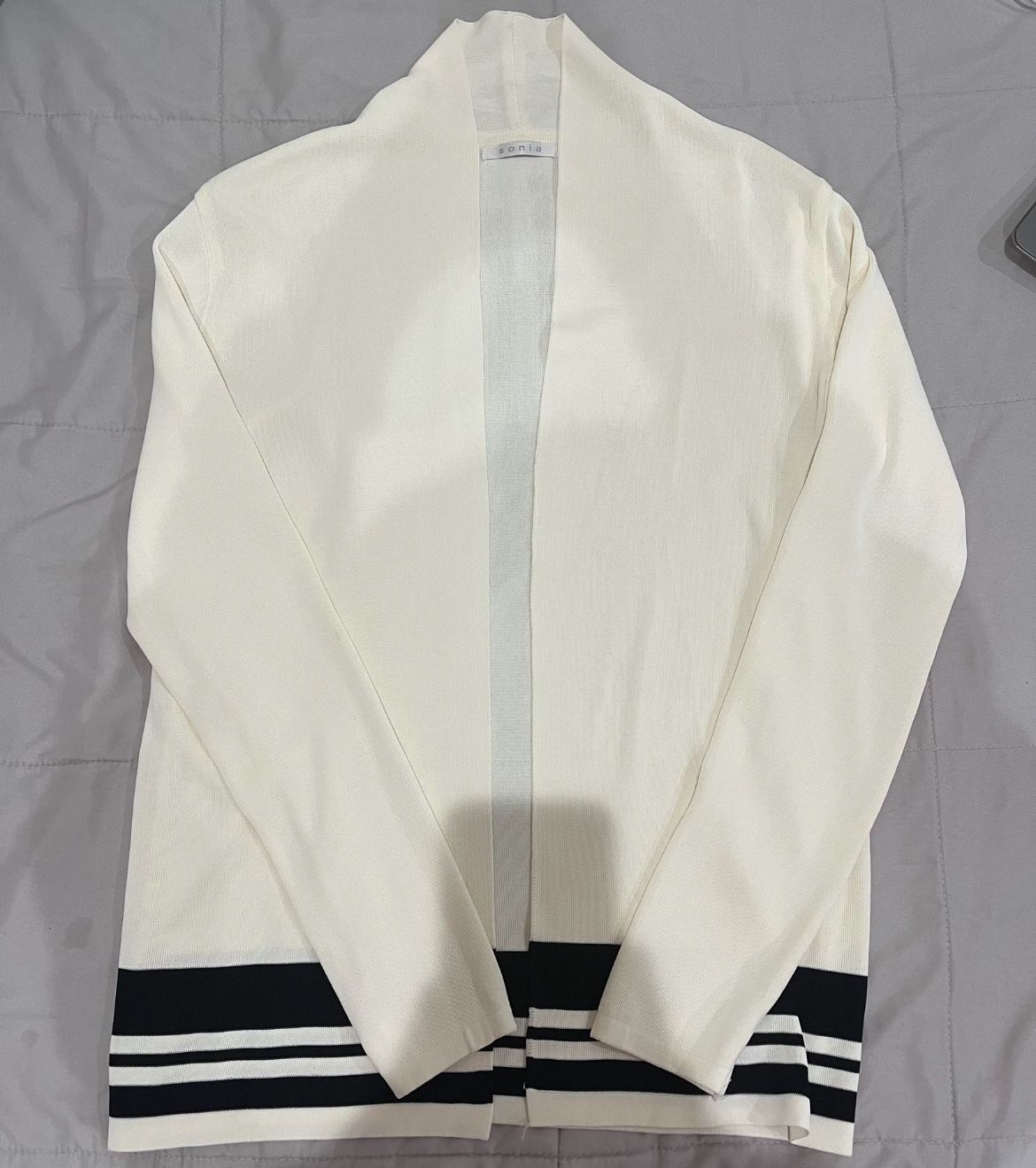 White With Black Strips Cardigan