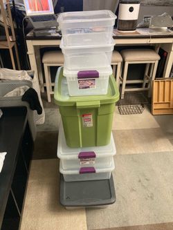 7 Plastic Storage Bins W/ Lids, Brightroom, Rubberneck, and Sterilite Brands (Delivery Available)