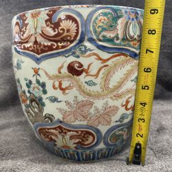 Large Antique Japanese Imari Porcelain Planter Bowl