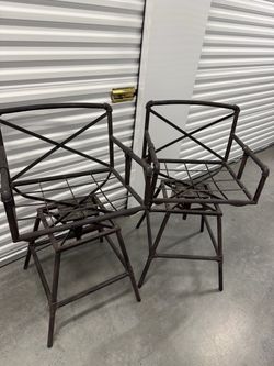 Pair of Industrial Pipe Swivel Outdoor Chairs