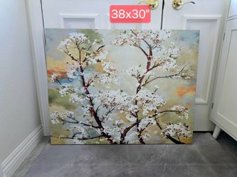 Large flowering trees canvas painting 38x30 inches