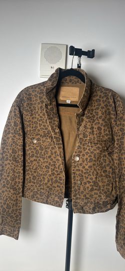 American Eagle Leopard Print Denim Jacket