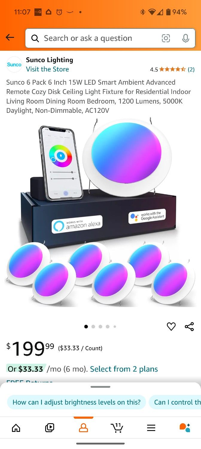 6" LED Smart Disk Lights (6 quantity)