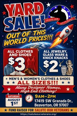 Amazing Yard Sale! Saturday, August 1st. 9am-2pm!