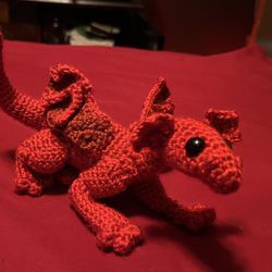 Crocheted Red Dragon Plushy