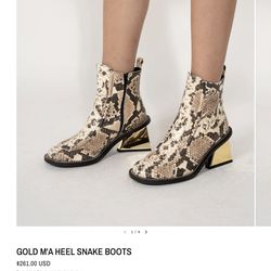 GOLD M'A HEEL SNAKE BOOTS