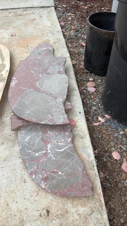 Italian marble pieces and wood base