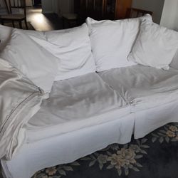 Ethan Allen Slipcovered Sofa With Extra Slipcover.