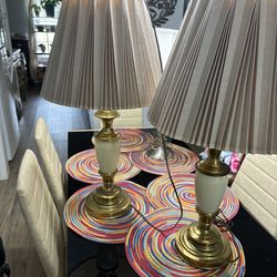 Stiffel Brass/enamel Table Lamps (pair)