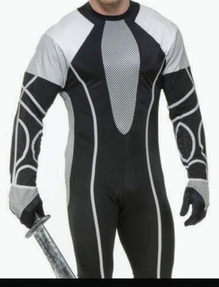 Hunger Games Jerry Beck Survivor Black Silver Jumpsuit Size Adult Medium